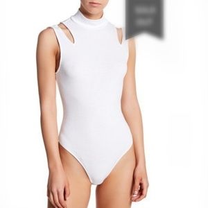 NWT Free People Mock Neck Shoulder Cutout Bodysuit